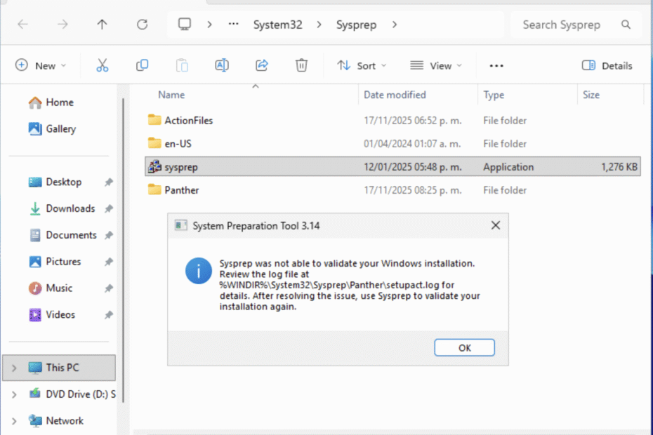 Solucion - Sysprep was not able to validate your Windows installation